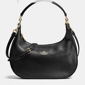 HARLEY EAST/WEST HOBO IN PEBBLE LEATHER (COACH F38250) Black/Gold